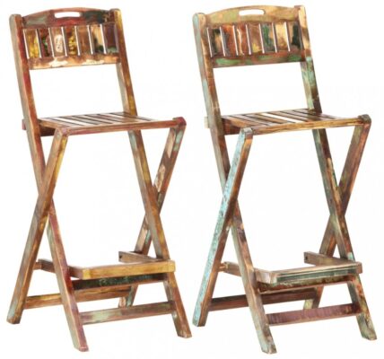 Skladacie záhradné barové stoličky 2 ks recyklované drevo Dekorhome,Skladacie záhradné barové stoličky 2 ks recyklované drevo Dekorhome
