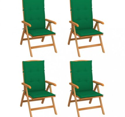 Záhradná stolička 4 ks teak / látka Dekorhome Tmavo zelená,Záhradná stolička 4 ks teak / látka Dekorhome Tmavo zelená