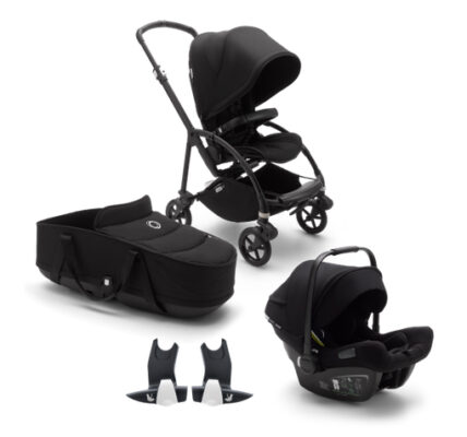 BUGABOO Bee 6 complete Black/Black-Black + hluboká vana, autosedačka, adaptéry na autosedačku