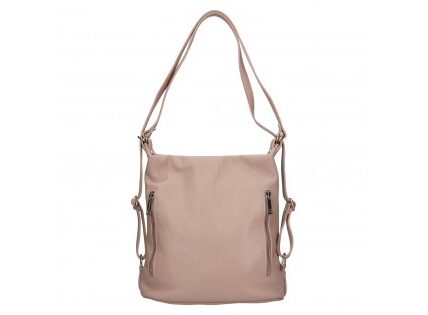 Dámska kožená batôžko kabelka Italia Maura – ružovo-béžová