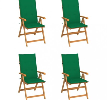 Záhradná stolička 4 ks teak / látka Dekorhome Tmavo zelená,Záhradná stolička 4 ks teak / látka Dekorhome Tmavo zelená