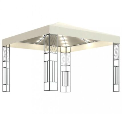 Záhradný altánok s LED reťazami 3×3 m Dekorhome Krémová,Záhradný altánok s LED reťazami 3×3 m Dekorhome Krémová