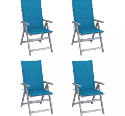 Záhradná polohovacie stolička s poduškami 4 ks Dekorhome Modrá,Záhradná polohovacie stolička s poduškami 4 ks Dekorhome Modrá