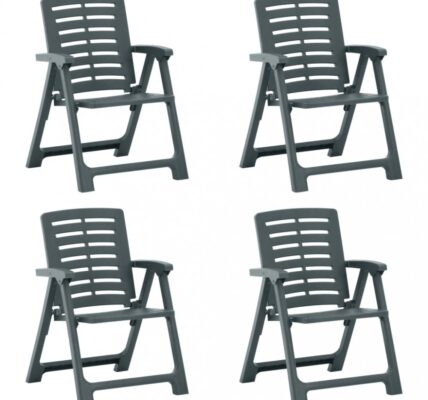 Skladacia záhradná stolička 4 ks plast Dekorhome Tmavo zelená,Skladacia záhradná stolička 4 ks plast Dekorhome Tmavo zelená