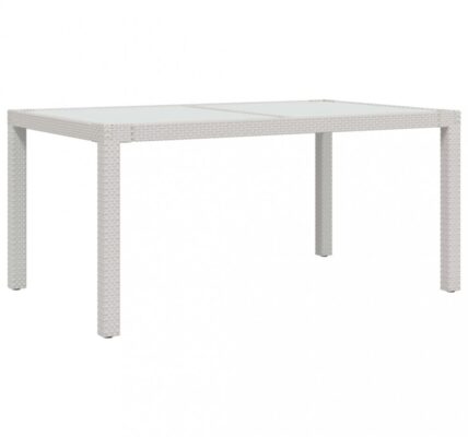 Záhradný stôl 150x90x75 cm sklo / polyratan Dekorhome Biela / priehľadná,Záhradný stôl 150x90x75 cm sklo / polyratan Dekorhome Biela / priehľadná