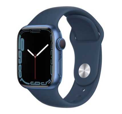 Apple Watch Series 7 GPS, 41mm Blue Aluminium Case with Abyss Blue Sport Band – Regular MKN13VR/A