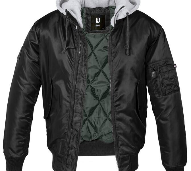 Zimná bunda MA1 Sweat Hooded Brandit® – Čierna / sivá (Farba: Čierna / sivá, Veľkosť: XL)