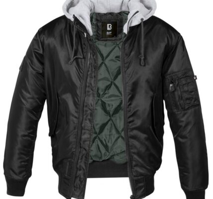 Zimná bunda MA1 Sweat Hooded Brandit® – Čierna / sivá (Farba: Čierna / sivá, Veľkosť: L)