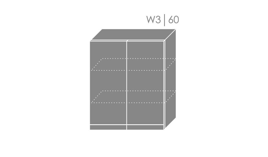 ArtExt Vrchná kuchynská skrinka Florence W3/60 Povrchová úprava dvierok: Lesk, Farba korpusu: Biela