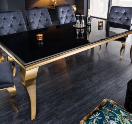 Jedálenský stôl ZETHOS 180 cm Dekorhome Čierna / zlatá,Jedálenský stôl ZETHOS 180 cm Dekorhome Čierna / zlatá