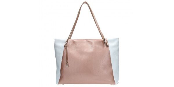 Dámska kožená kabelka Facebag Joana – ružovo-biela