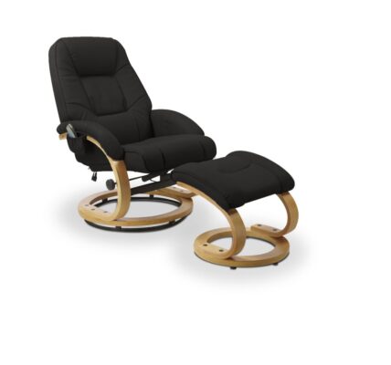 Polohovacie masážne kreslo s stoličkou MATADOR Čierna,Polohovacie masážne kreslo s stoličkou MATADOR Čierna