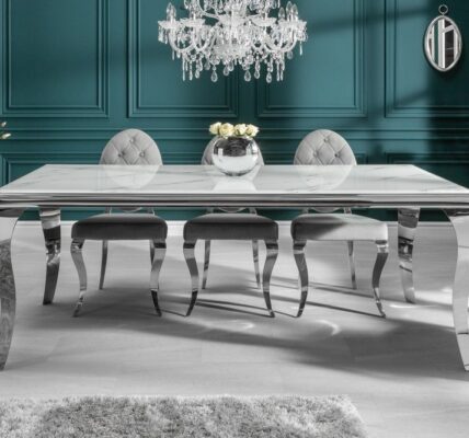 Jedálenský stôl ZETHOS 180 cm Dekorhome Bielo-sivý mramor,Jedálenský stôl ZETHOS 180 cm Dekorhome Bielo-sivý mramor