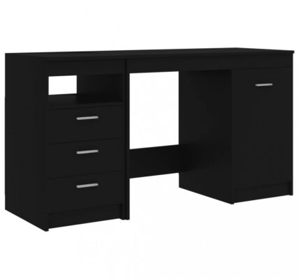 Písací stôl so zásuvkami a skrinkou 140×50 cm Dekorhome Čierna,Písací stôl so zásuvkami a skrinkou 140×50 cm Dekorhome Čierna