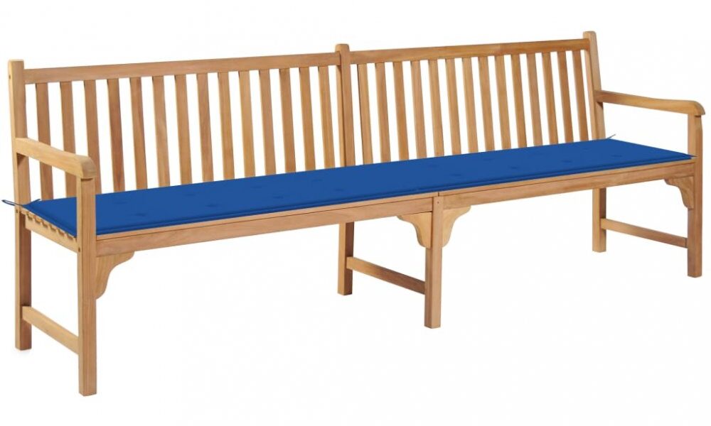 Záhradná lavička s poduškou 240 cm Dekorhome Modrá,Záhradná lavička s poduškou 240 cm Dekorhome Modrá