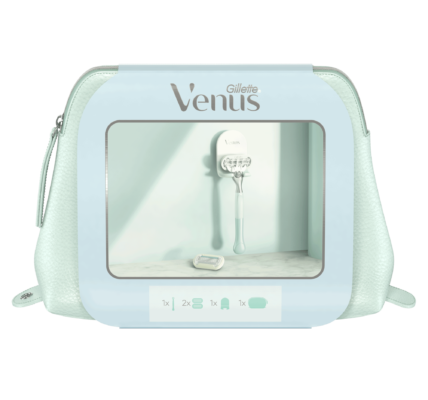 Gillette Venus Smooth Strojček + 2 náhradné hlavice + nástenný držiak na strojček + kozmetická taška