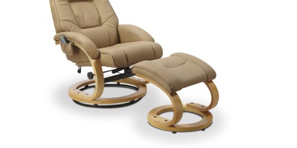 Polohovacie masážne kreslo s stoličkou MATADOR Béžová,Polohovacie masážne kreslo s stoličkou MATADOR Béžová