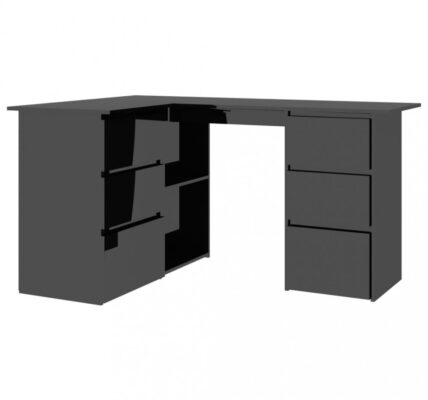 Rohový písací stôl so zásuvkami 145×100 cm Dekorhome Čierna lesk,Rohový písací stôl so zásuvkami 145×100 cm Dekorhome Čierna lesk