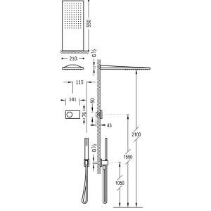 Tres Exclusive – Termostatický podomietkový elektronický sprchový set SHOWER TECHNOLOGY 09288551AC