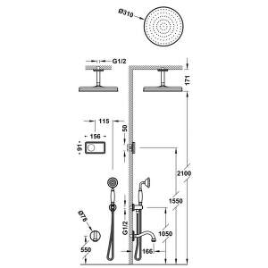 Tres Exclusive – Podomietkový termostatický elektronický sprchový set SHOWER TECHNOLOGY 09226302