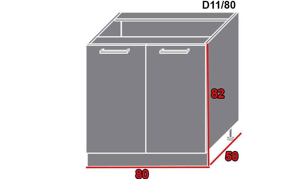 ArtExt Spodná kuchynská skrinka Quantum D11/80 Farba dvierok: Beige mat, FAREBNÉ PREVEDENIE KORPUSU: Grey