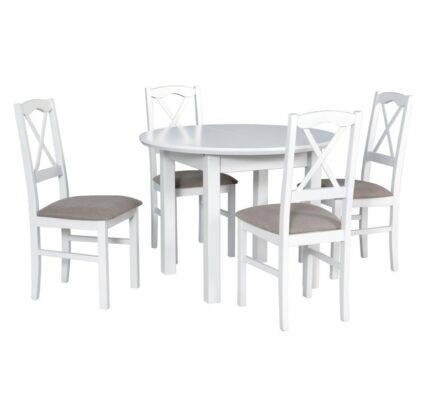 Drewmix Jedálenský set – stôl POLI I / stoličky NILO XI (1+4) Drevo: Biela