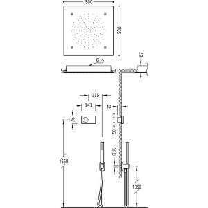 Tres Exclusive – Termostatický podomietkový elektronický sprchový set SHOWER TECHNOLOGY 09288306