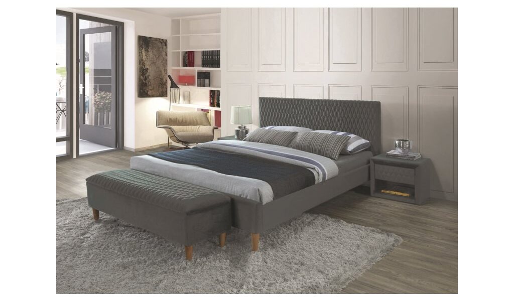 Signal Manželská posteľ AZURRO Velvet | 140 x 200 cm FARBA: Sivá