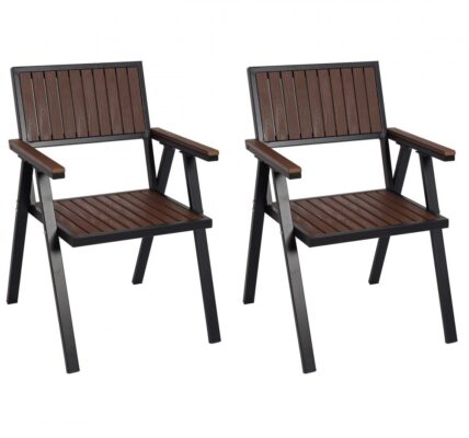 Záhradné stoličky 2 ks Čierna / hnedá,Záhradné stoličky 2 ks Čierna / hnedá