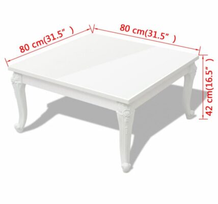 Konferenčný stolík biela vysoký lesk Dekorhome 80x80x42 cm,Konferenčný stolík biela vysoký lesk Dekorhome 80x80x42 cm