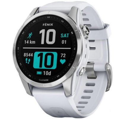 Garmin Fenix 7S Pro Glass, strieborná/biely remienok