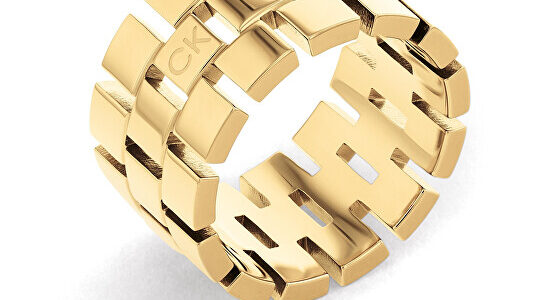 Calvin Klein Luxusný pozlátený prsteň Geometric 35000325 52 mm