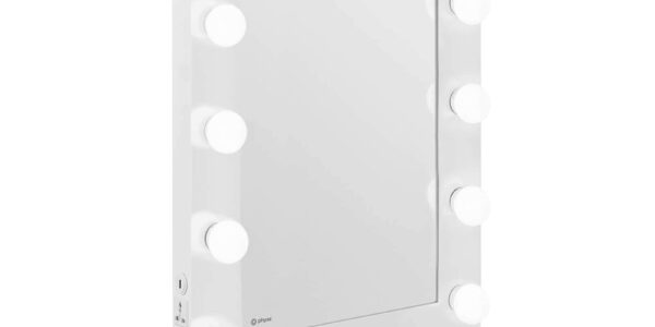 Specchio con luci per trucco – bianco – 12 LED – rettangolare