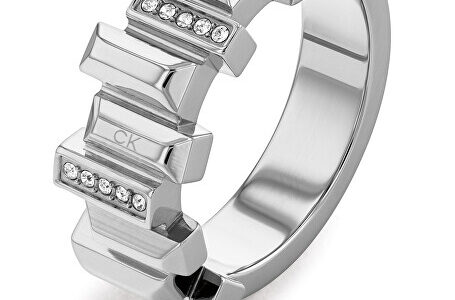 Calvin Klein Štýlový oceľový prsteň s kryštálmi Luster 35000322 52 mm