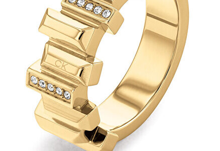 Calvin Klein Štýlový pozlátený prsteň s kryštálmi Luster 35000333 54 mm
