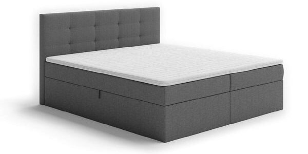 Čalúnená posteľ Carrie 180×200,tmavo sivá, vr. matraca a topperu