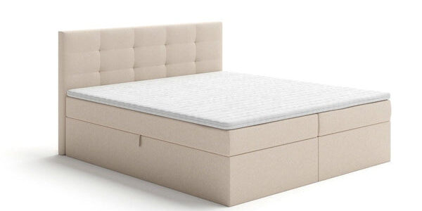 Čalúnená posteľ Carrie 180×200, béžová, vr. matraca a topperu