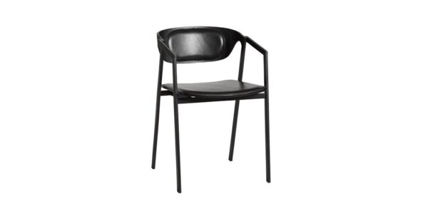 Jedálenská stolička „S.A.C.“, čierna koža – Woud