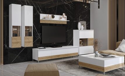 Luxusná obývacia izba salinger – orech pacifik/biela