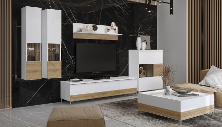 Luxusná obývacia izba salinger – orech pacifik/biela