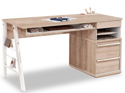 Veľký študentský písací stôl veronica – dub svetlý/biela