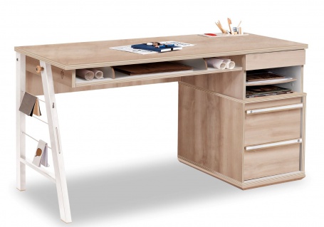 Veľký študentský písací stôl veronica – dub svetlý/biela