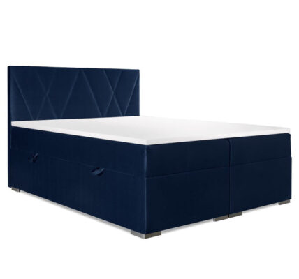Čalúnená posteľ Kaya 160×200, modrá, vr. matraca a topperu