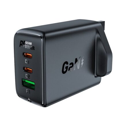 Acefast punjač GaN 65W 3 porta (1x USB, 2x USB-C PD) UK utikač, crni (A44)