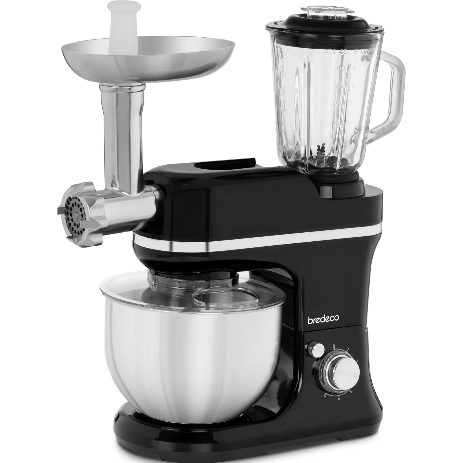 Produtos recondicionados Robot de cozinha 3 em 1 – Batedeira planetária – 1200 W – tigela de 5l – 6 velocidades de mistura – Negro metropolitano