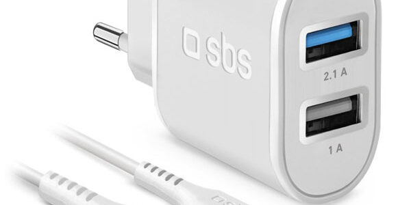 SBS Cestovná nabíjacia sada, Ultra Fast Charge, 2x USB/Lightning MFI C-89 kábel, biela
