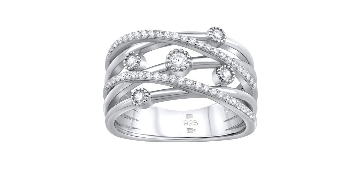 Luxusný strieborný prsteň ADHARA so zirkónmi veľkosť obvod 48 mm