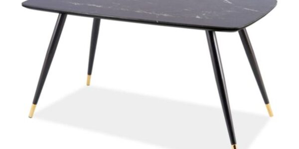 Sconto Jedálenský stôl CYRYL 1 čierny mramor/zlatá
