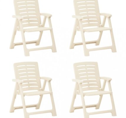 Skladacia záhradná stolička 4 ks plast Dekorhome Biela,Skladacia záhradná stolička 4 ks plast Dekorhome Biela