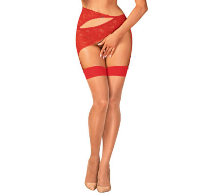 Dámske pančuchy Obsessive červené (S814 stockings) S/M